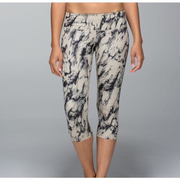 Lululemon Wunder Under Crop Luxtreme Great Granite Black Mojave Tan Size 2 - Picture 1 of 10
